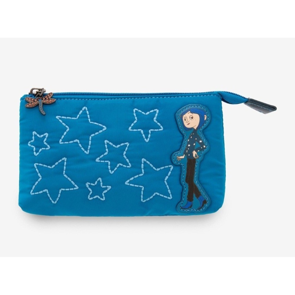 NEW Coraline Stars Quilted Dragonfly Zip Cosmetic Make Up Bag! Whimsigoth Grunge